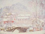Claude Monet Sandvicken Village in the Snow painting